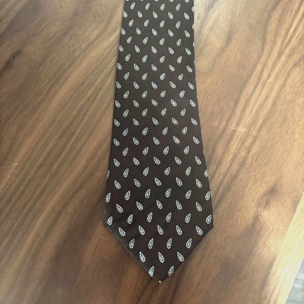 Balmain Silk Tie - Brown & Blue Paisley Print